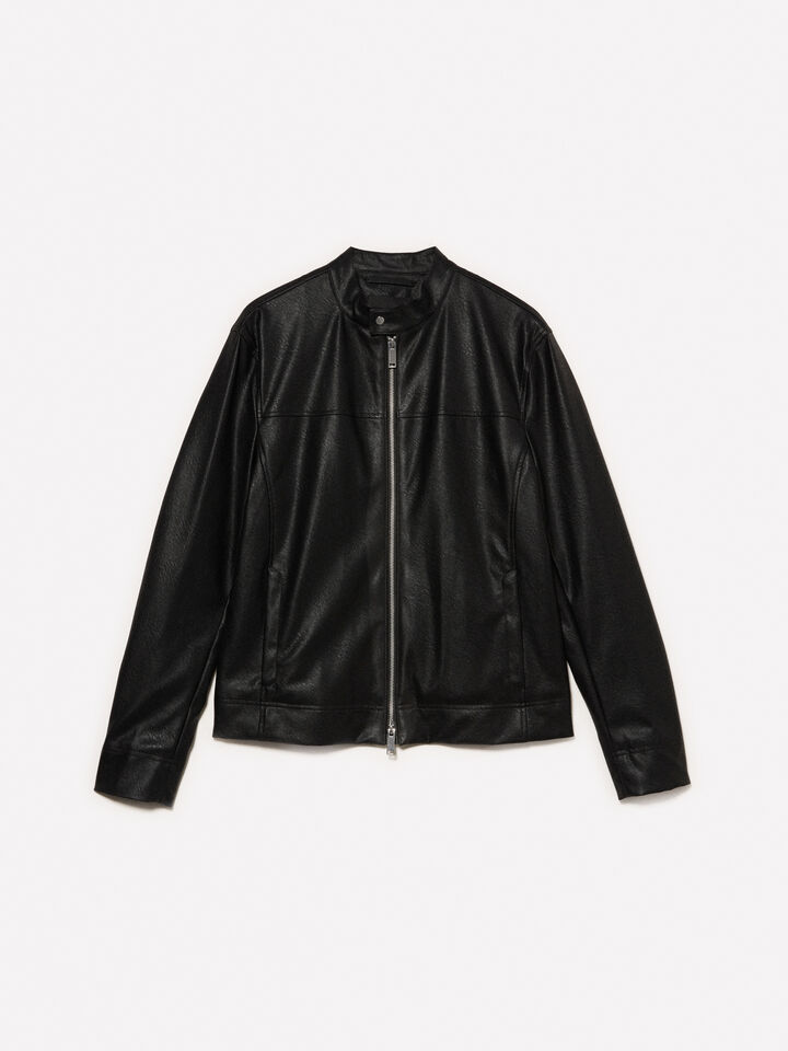 Black slim fit biker jacket - men's jackets and coats - Black | Sisley image number 5